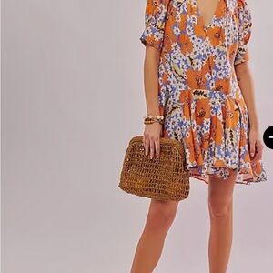 Free People Sugar Crush Babydoll Mini Dress in the Cobalt Combo colorway